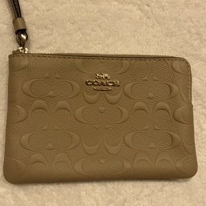 Coach Wristlet, tan, authentic see tag inside, 6” x 4”, NWT